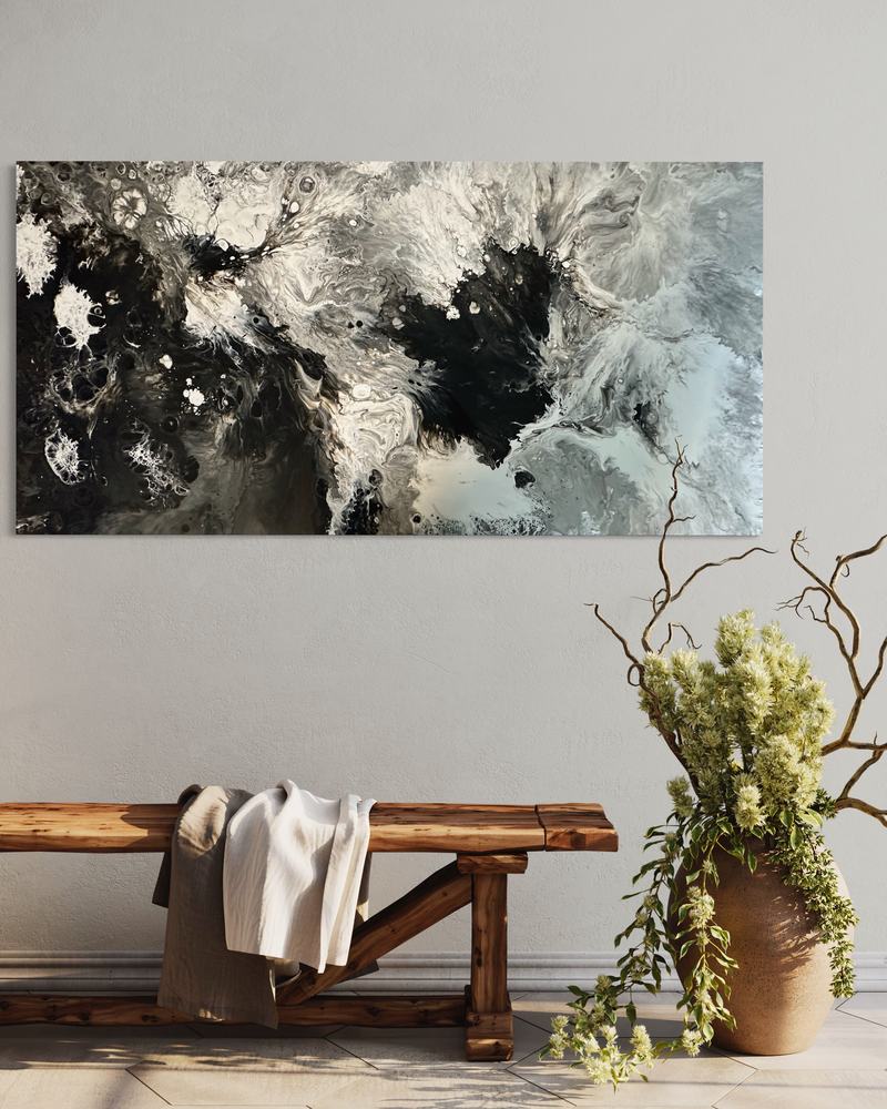 Quadro orizzontale in bianco, nero e grigio
